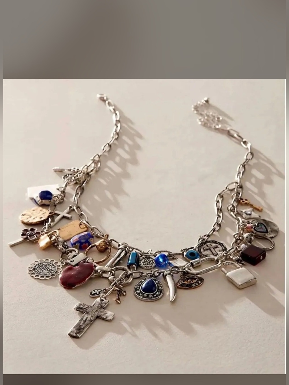 Free People Maxamillion Charm Necklace Cross My Heart
